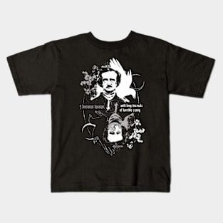 Insane Edgar - Edgar Allan Poe, Gothic, Dark art, roses, skulls and death Kids T-Shirt